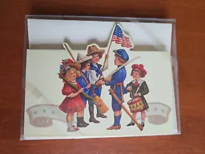 NEW! 10 Pack Patriotic Children Blank Notecards with Envelopes by Michel & Co - Picture 1 of 3