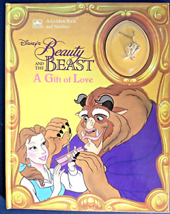 Disney's Beauty and the Beast: A Gift Of Love Book W/ Gold Pendant Necklace  New