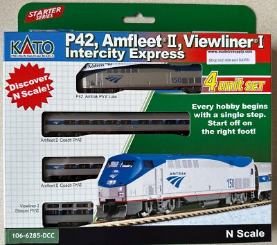 New Kato 106-6285 DCC N GE P42 Amfleet Viewliner Intercity Express Ph VI 4pc set - Image 1 of 3