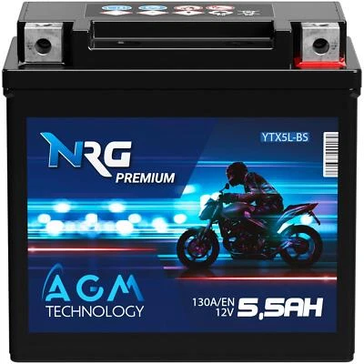 NRG YTX5L-BS AGM Motorradbatterie 12V 5,5Ah YT5L-B 50412 YTX5L-4 Roller Batterie - Bild 1 von 4