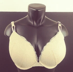 Victoria's Secret 40DD Beige Lace Push Up Floral Lined Sexy Tee Underwire New - Picture 1 of 7