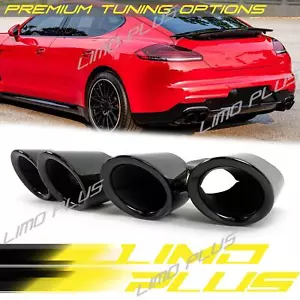 Black Exhaust Muffler Tips Fit For Porsche Panamera 970.2 2014 2015 2016 Base - Bild 1 von 13