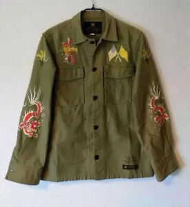NEIGHBORHOOD Military Cotton Jacket Vietjean Embroidery Cat Eye Button Men S-M. - Picture 1 of 13