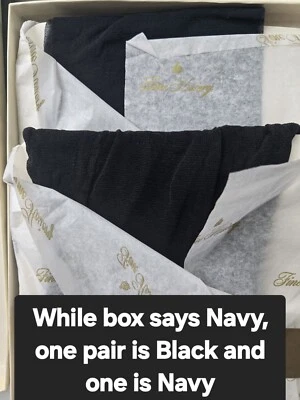 2 PARES Medias Victorianas Secret Of London Talla M Negro y Azul Marino Envoltura/Caja Original Foto 1 de 4