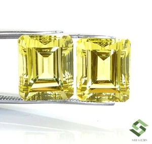13x11 mm Natural Lemon Quartz Oval Concave Cut Pair Green Gold Loose Gemstones - Picture 1 of 9