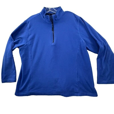 Lands End Womens Plus Size 1X 16W - 18W Blue 1/4 Zip Up Pullover Fleece Top - Image 1 of 4