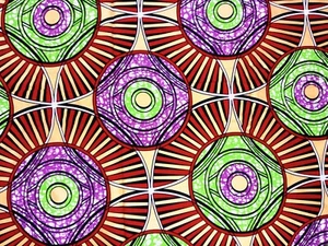 African Fabric 1/2 Yard Wax Print Cotton RED GREEN PURPLE Metallic Gold BTHY - Picture 1 of 3