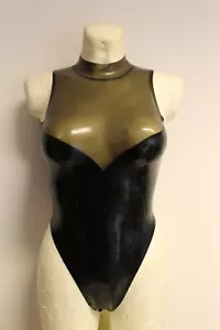Rubber Latex Damen Stringbody Badeanzug Mit Stehkragen Gr.XS-XXL - Foto 1 di 3