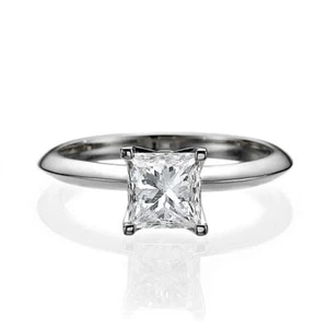 1/2 Carat Real Princess Cut Diamond Engagement Ring H/SI2 950 Platinum - Picture 1 of 4