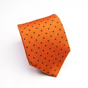 Carlo Colombo & Tie Rack Designer Krawatte Orange Schwarz Polkadots Punkte Seide - Bild 1 von 7