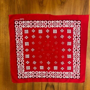 Vintage Bandana Red Cotton Geometric Circle Handkerchief RN 14193 - Picture 1 of 7