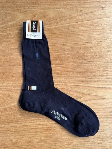 SAINT LAURENT (YSL) Yves Saint Laurent calze eleganti vintage blu navy 25 UK 6 EU 40