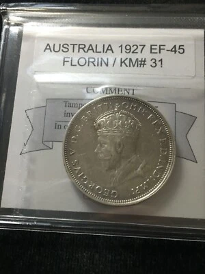 1927  Australia, Florin, Coin Mart  Graded**EF-45** KM# 31 - Image 1 of 4