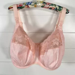 Elomi Womens Molly Nursing Bra 44I Pink Underwire Full Coverage Adjustable Strap - Picture 1 of 13