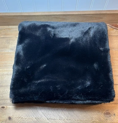 Williams Sonoma Faux Fur Pillow Cover ~ Black ~ 22” SQ - Image 1 of 4