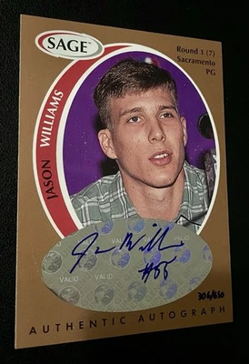 Jason Williams 1998 SAGE - Autógrafo auténtico Jason Williams 306/650 (AU, RC) Foto 1 de 2
