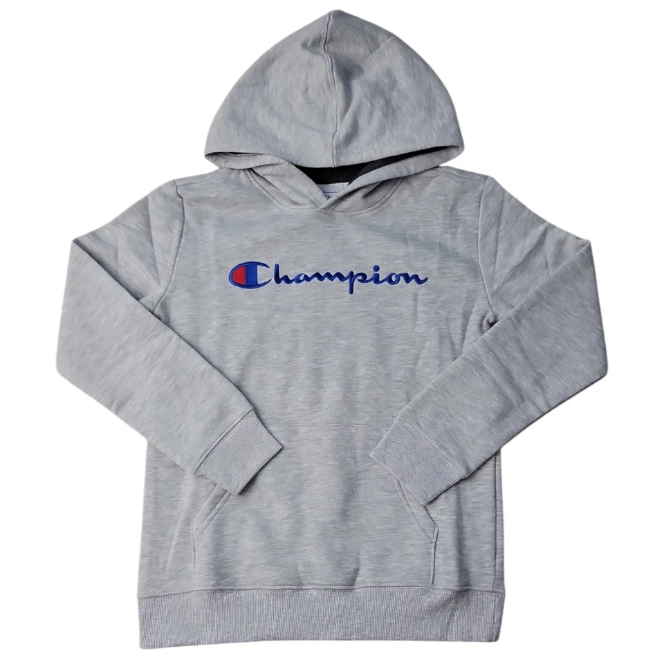 Sudadera con capucha pulóver polar con bolsillo canguro logotipo de Champion para niño Foto 1 de 1