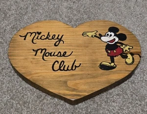 Vintage Mickey Mouse Club Hand-Painted Heart Shaped Wood Wall Decor *UNIQUE ITEM - Picture 1 of 9