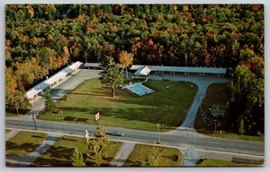 Cartolina Cromata Veduta Aerea Sunset Motel Old Forge New York - Foto 1 di 2