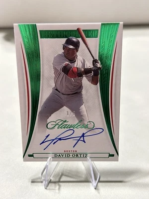 Autógrafos distinguidos impecables Panini 2023 verde David Ortiz/5 Medias Rojas Salón de la fama Foto 1 de 2