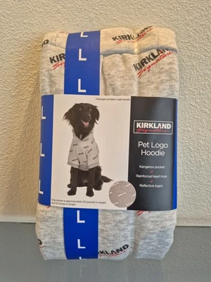 Sudadera con Capucha Costco Kirkland Signature Pet Logo Gris Talla L Perro 17"-20" Espalda/40-70 lb Foto 1 de 3