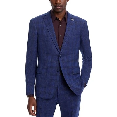 Abrigo deportivo John Varvatos para hombre 40R azul a cuadros lana seda lino blazer traje chaqueta Foto 1 de 4