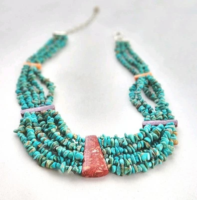 Jay King Multi Strand Necklace 18" Turquoise Spiny Oyster New Blue Red Pink - Image 1 of 4