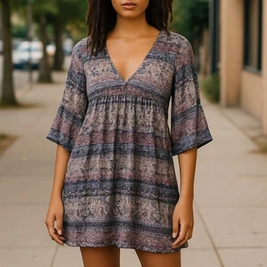 CHARMING CHARLIE Women's Vintage V -Neck Multicolor Summer Dress Size S - Picture 1 of 14