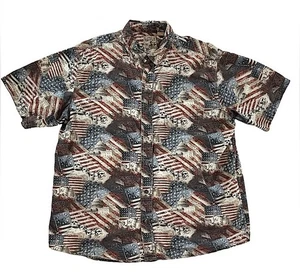 Patriotic American flag presidents Mt. Rushmore print USA button down shirt XL - Picture 1 of 7