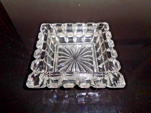 Vintage Cut Glass Ashtray 5.5" square 2" high - Picture 1 of 3