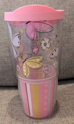 Tervis 24 Oz. Tampa de copo isolada borboleta e flor 2011 Hallmark com defeito - Imagem 1 de 4