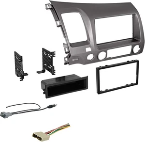 Kit Cruscotto Doppio DIN Taupe Metallizzato per Civic 2006-2011 con Adattatore Antenna... - Foto 1 di 1