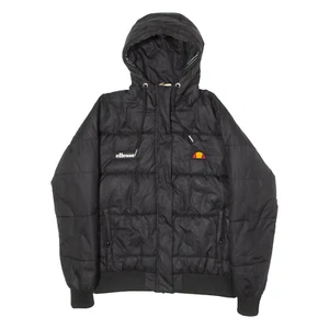 ELLESSE Womens Puffer Jacket Black Hooded UK 6 - Picture 1 of 6