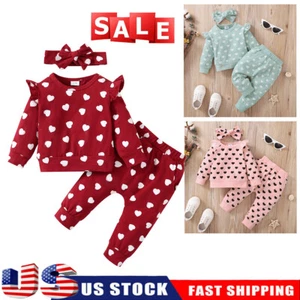 Newborn Infant Baby Girl Clothes Set Long Sleeve Sweatshirts Tops Pants Outfits - Picture 1 of 14