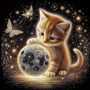 Cat Cute Diamond Painting Kits for Kids Diamond Art Kits for Adults 5D DIY Ful - Picture 1 of 8
