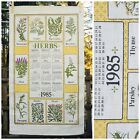 VTG 1985 Gardening Cooking Herbs Calendar Towel Dill Thyme Basil Rosemary Fennel