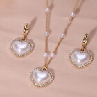 Fashion Crystal Pearl Heart Shape Jewelry Sets Women Pendant Necklace Earrings