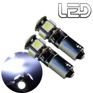 2 Birnen 5 LED Weiß BA9s T4W Widerstand Anti Fehler ODB Nachtlichter Innenraum - Bild 1 von 3