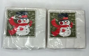 Vintage Hallmark Tovaglioli Bevande Natale Pupazzo di Neve Set di 2 Confezioni da 15 - Foto 1 di 6