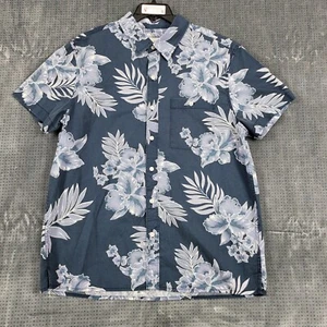 American Eagle FLEX Hawaiian Short Sleeve Button Up Shirt Men's Lg Blue Floral - Picture 1 of 9