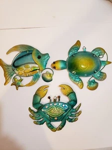 3-Piece Metal Marine Creature Wall Hanging - Perfect Outdoor & Indoor - Picture 1 of 8