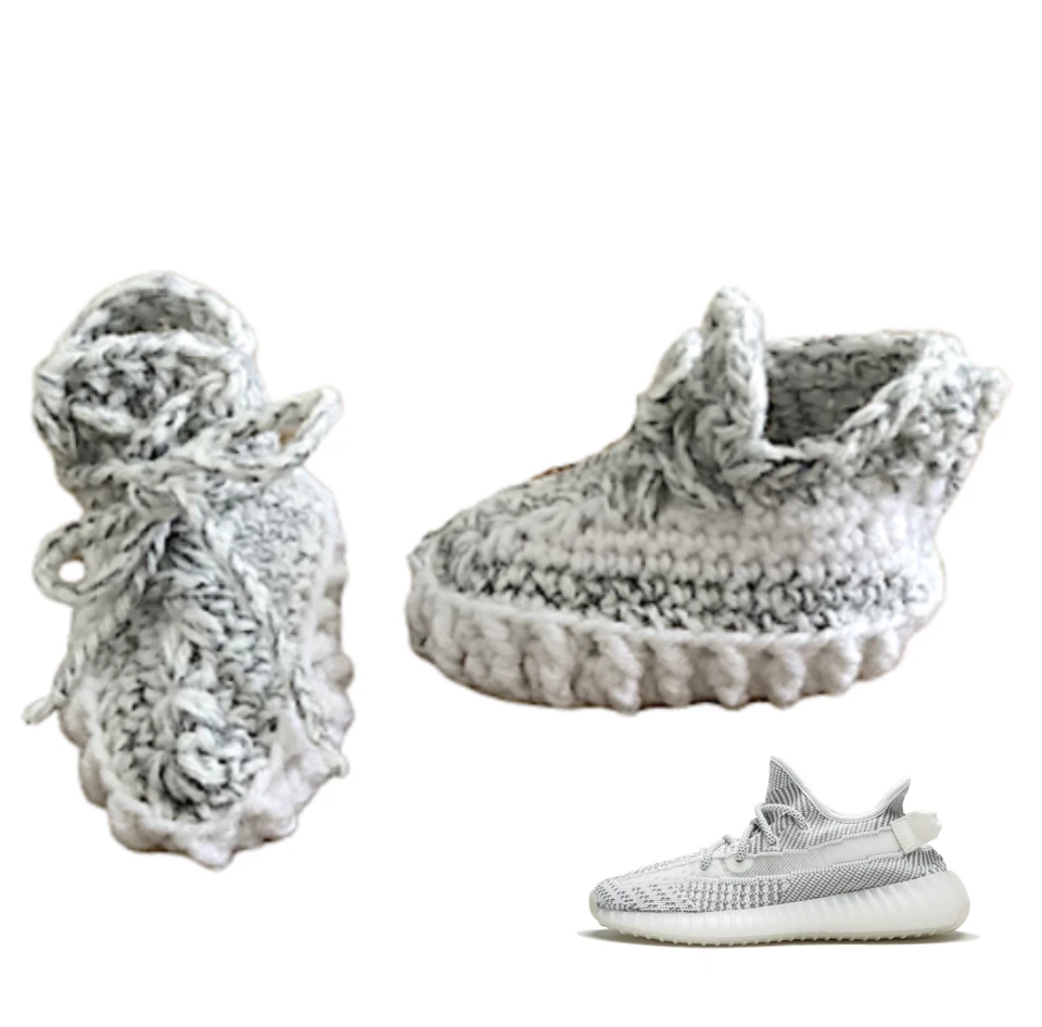 Gris Yzy Infantil Bebé Zapatillas Crochet Niño Niña Bebé Crochet Zapatos, Zapatos de Bebé Foto 1 de 4