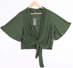 NEW Autograph Womens Shrug Plus Size 16 Green Tie Front Short Sleeve Jacket - Picture 1 of 9