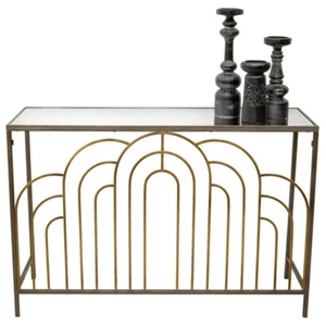 Willow & Silk 120cm Metal Mirror-Top Console/Hallway Home/Indoor Table/Furniture - Picture 1 of 4