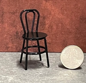 Dollhouse Miniature Small Chair Black Metal 1:12 inch scale B164 Dollys Gallery - Picture 1 of 2