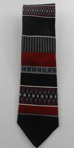 Corbata Haggar Para Hombre 59" Negra Roja Cuadrada Rayas Poliéster Carrera Informal - Imagen 1 de 2
