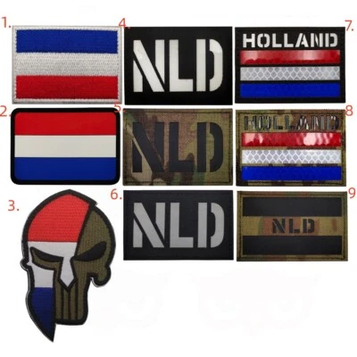 IR Reflective Euro Netherlands Holland Flag Hook Loop Patch Back Fastener Badge - Image 1 of 4