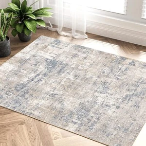 Machine Washable Area Rug 2x3 Blue Brown Entryway Area Rug Entrance Door Mat ... - Picture 1 of 6