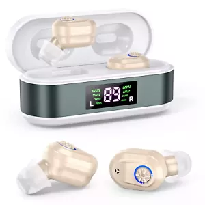 A Pair Digital Invisible Rechargeable Hearing Aids CIC Aid Sound Amplifier - Picture 1 of 15