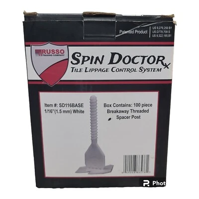 Spin Doctor Lippage Control System Russo Floor Breakaway Spacer Post White 1/16" - Image 1 of 4
